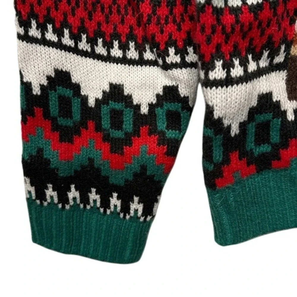 Holiday Time Ugly Christmas Sweater Santa Claus Gift‎ Chimney Fair Isle Size S